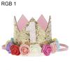 Baby Girl Crown Letter Shiny Sequins Flower Headwear Birthday Festival Headband