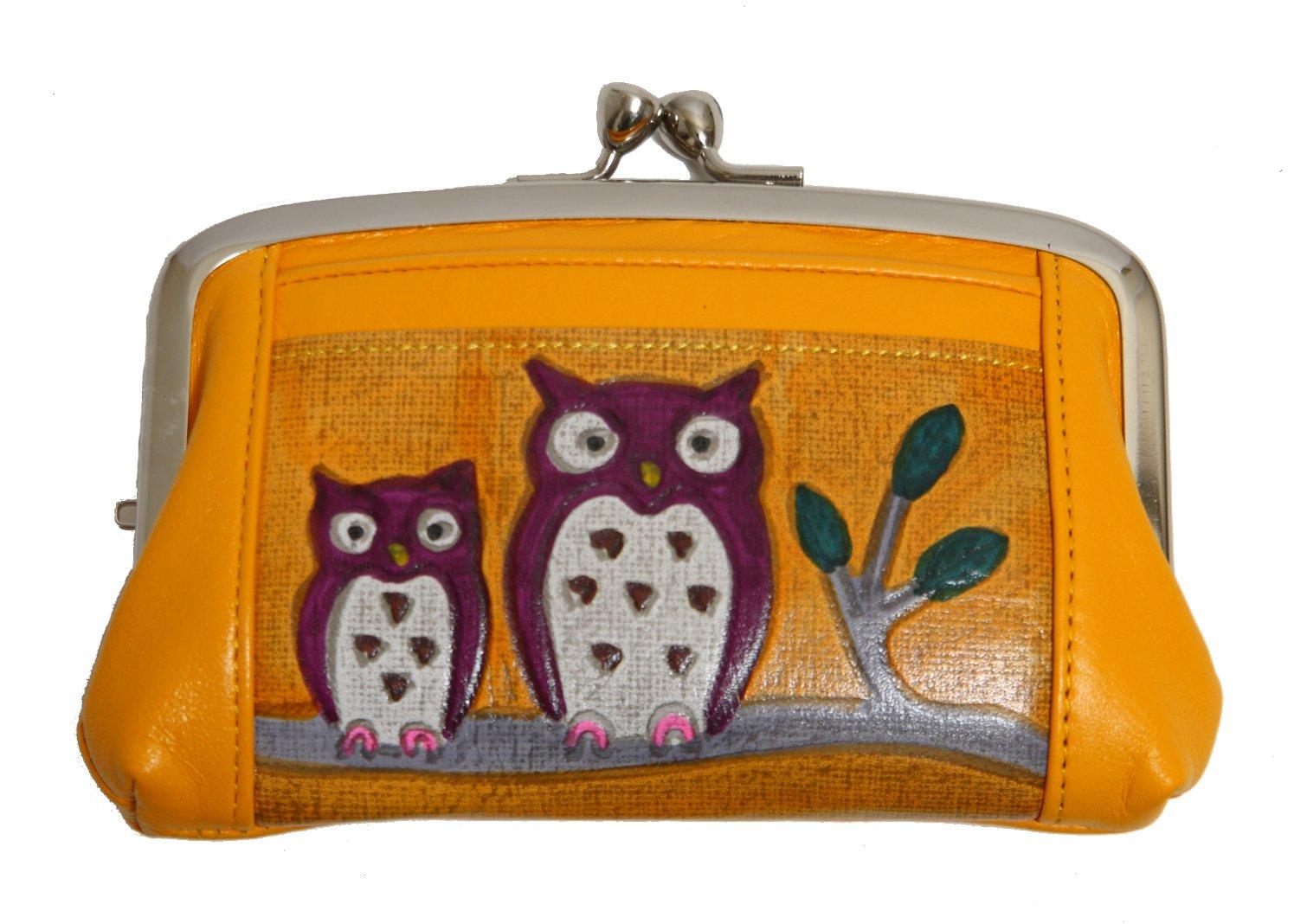 

Hasegawa Owl Cowhide Made in Yellow Wallet, Yodogawa-dyed Alkane-dyed Leather, Japan,