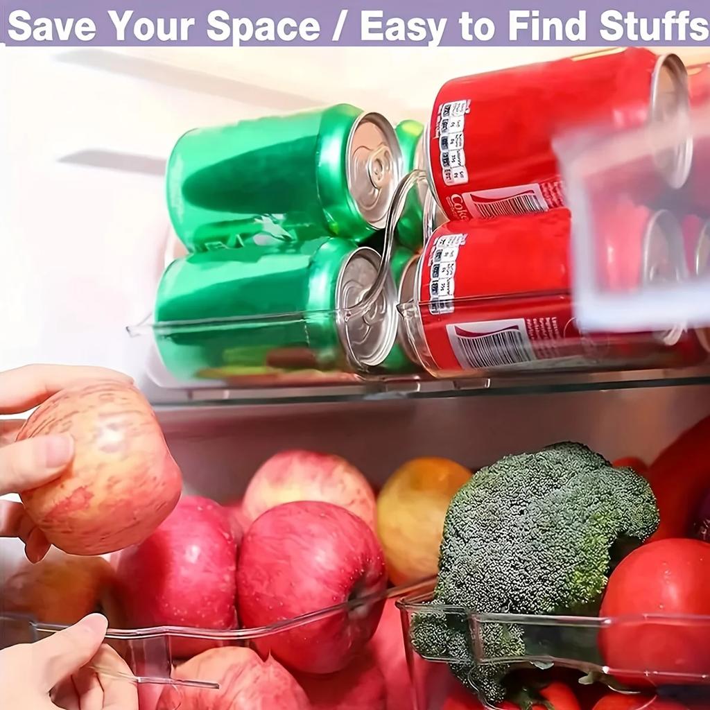1/2-pack Dryckesdispenserorganisatör för Kylskåp, Klar Plast Hög Smal Läskburkar Hållare Behållare Förvaringslåda Bricka