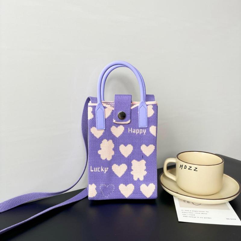 Mobile phone bag flower knitted bag niche versatile shoulder messenger bag trendy tote bag flower knitting