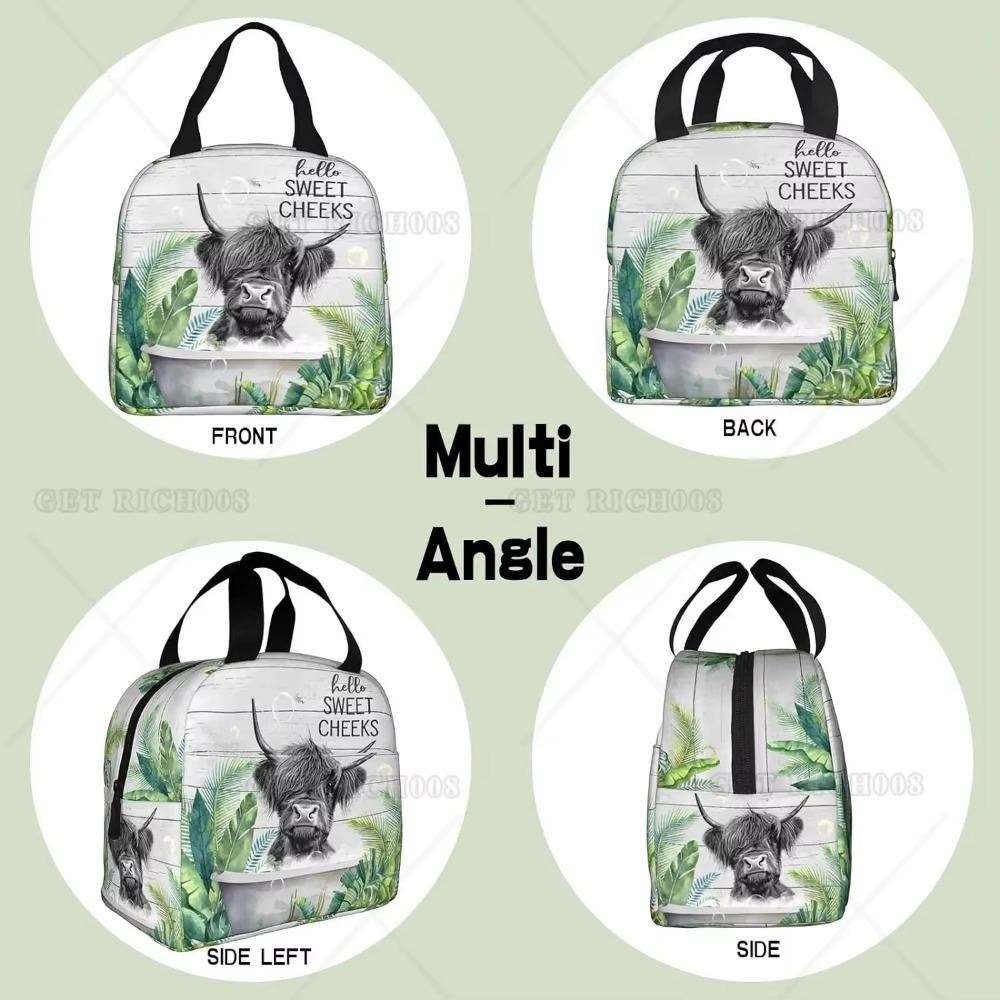 Lustige Lunchtasche mit Hochlandkuh-Print für Frauen und Männer Isolierte Tragbare Lunchtasche Frauen Männer Wiederverwendbare Tragetasche Umhängetaschen
