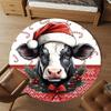 1PC Cow Christmas Office Round Area Rug, Under Office Chairs Bedroom Living Room Home Decor,Carpet for Office, -1110293