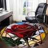 1 Stück Rose Buntglas Büro Runder Teppich, Unter Bürostühlen Schlafzimmer Wohnzimmer Heimdekoration, Raumdeko