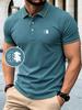 Men's Casual Polo Shirt with Pattern Print - Breathable & Short Sleeve Label Golf Shirts for Business Casual Daily Wear