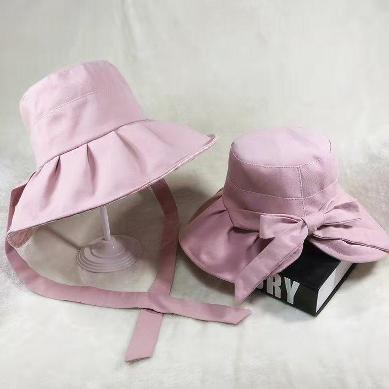 Summer sunshade sunscreen bow brim bucket hat women
