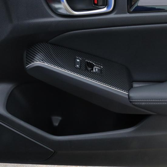 Carbon Fiber Interior Window Switch Panel Cover Trim For Honda Civic