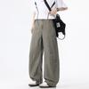 Spring and Summer New European and American Retro Splicing Ivory Apricot Scimitar Loose Straight Casual Pants Men's Pants