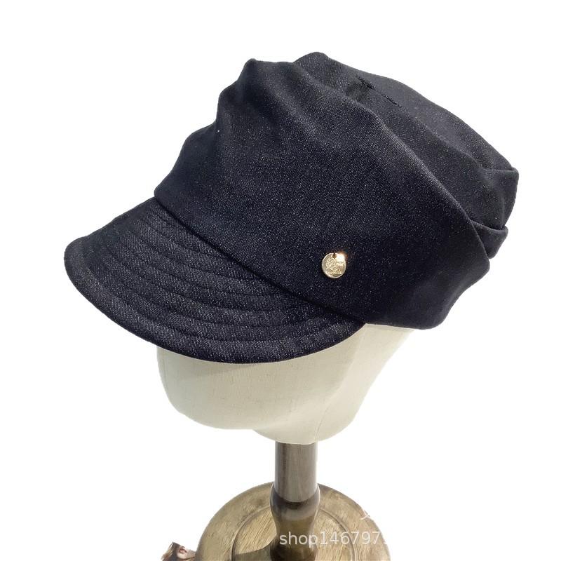 Lazy pleated denim cap women's literary newsboy hat spring and autumn thin fashion equestrian hat