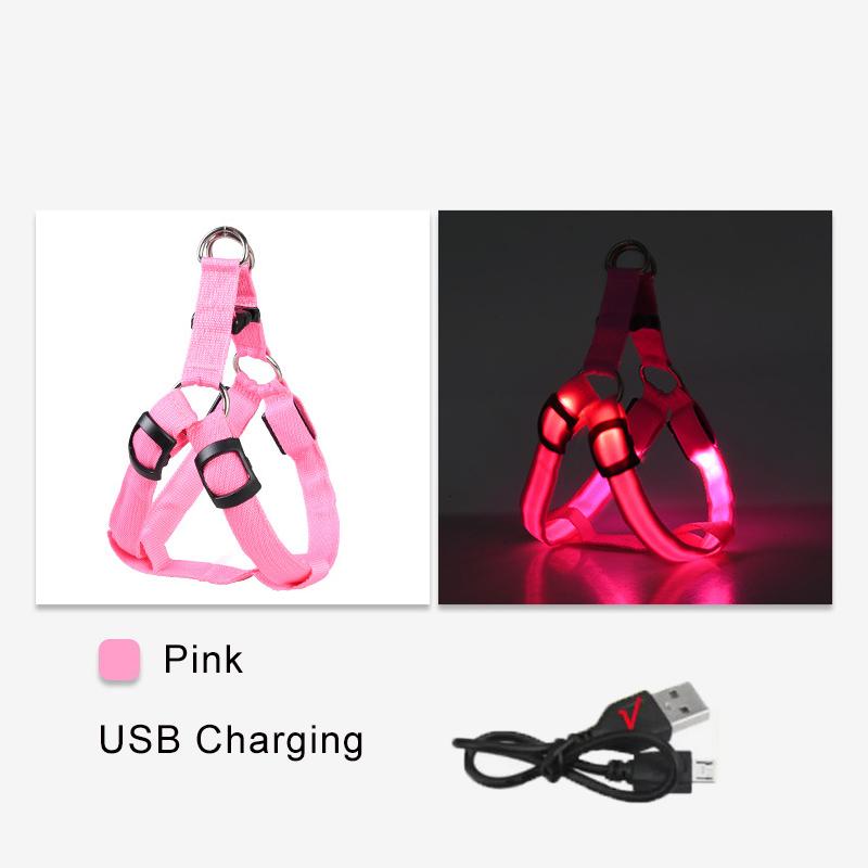 Pet Harness LED Dog Harness Nylon Cat Harness Night Safety Glowing Pet Vest Adjustable Luminous Dog Vest Dog Products