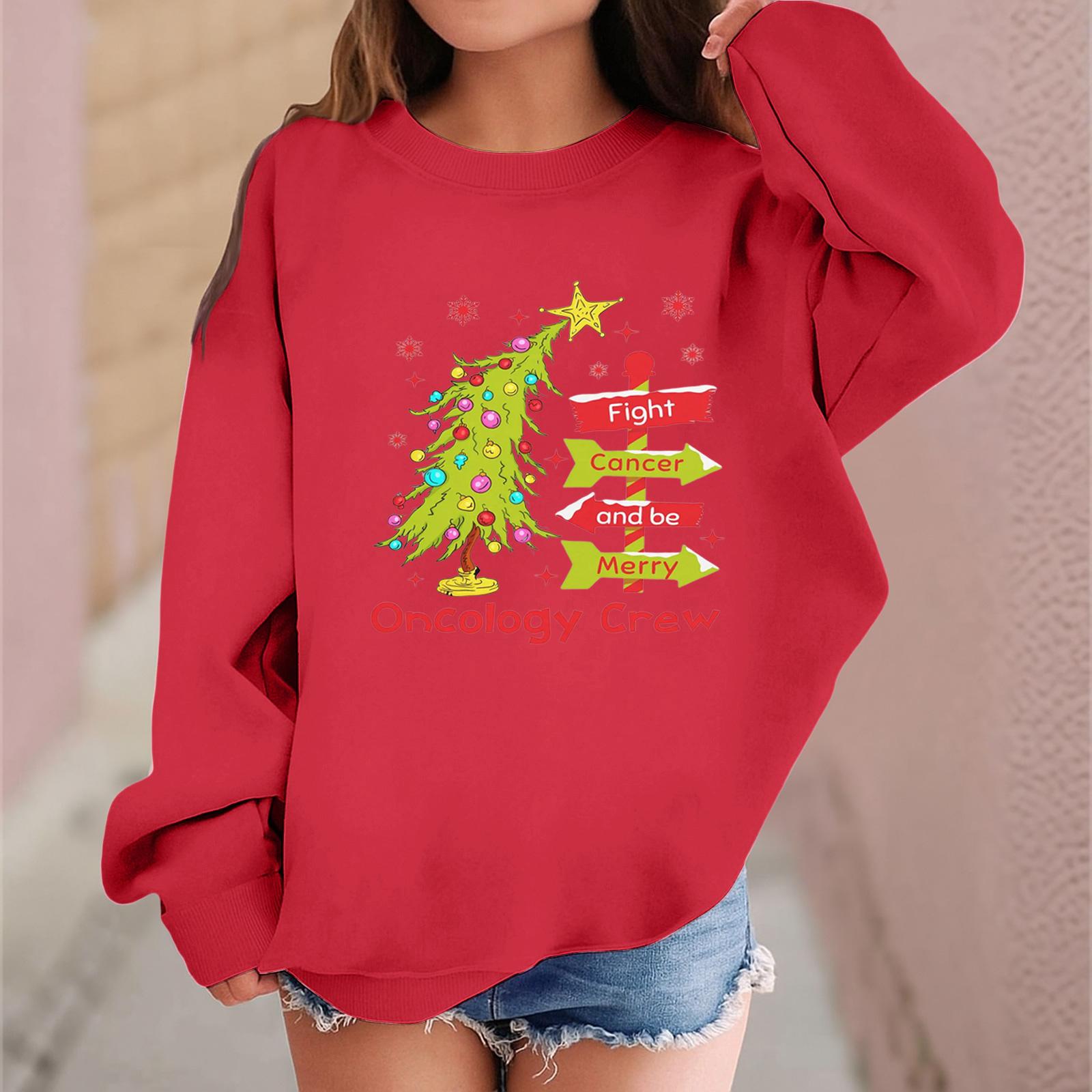 

Детский модный повседневный пуловер с длинными рукавами и свободного кроя с рождественским принтом 130 красный