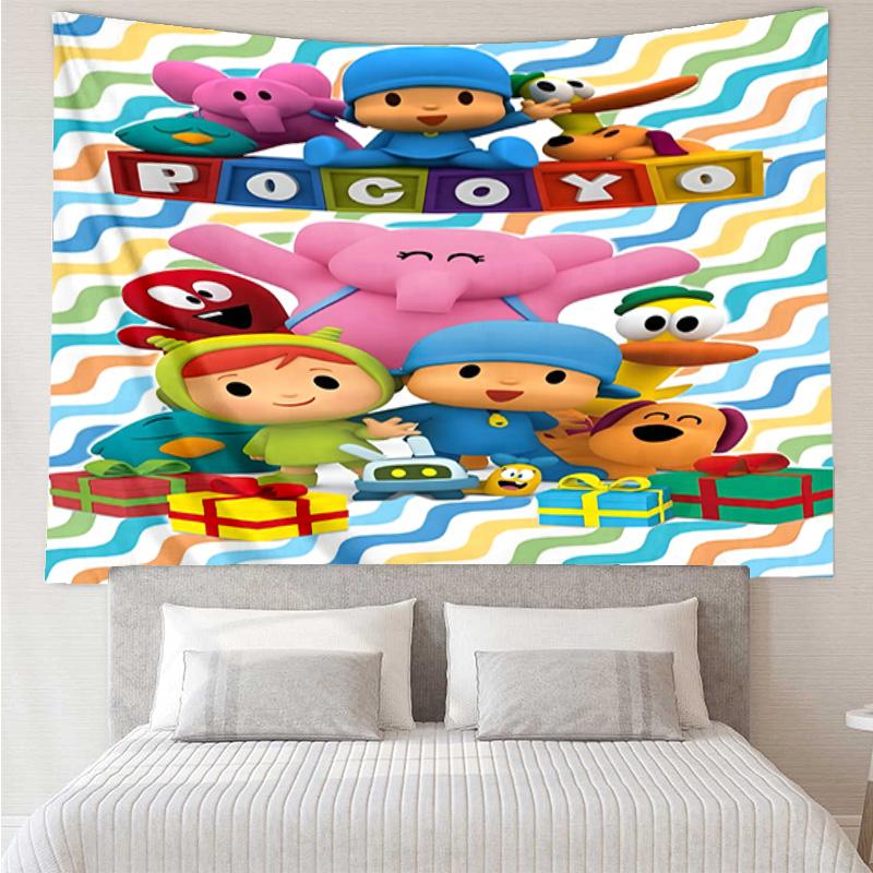 Pocoyo's Colorful Adventure Tapestry Room Decoration Wall Hanging for Living Room Bedroom, Dormitory, Birthday and Christmas Gifts