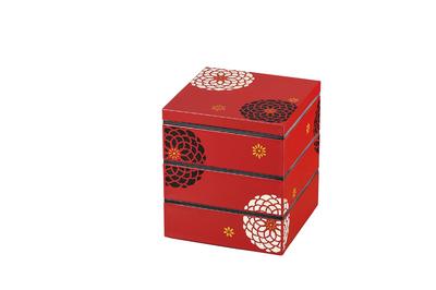 Tatsumiya Hyakuka 15.0mm Quadratische dreistöckige Box, Rot, Größe: Ca.. W15 D15 H17 54816