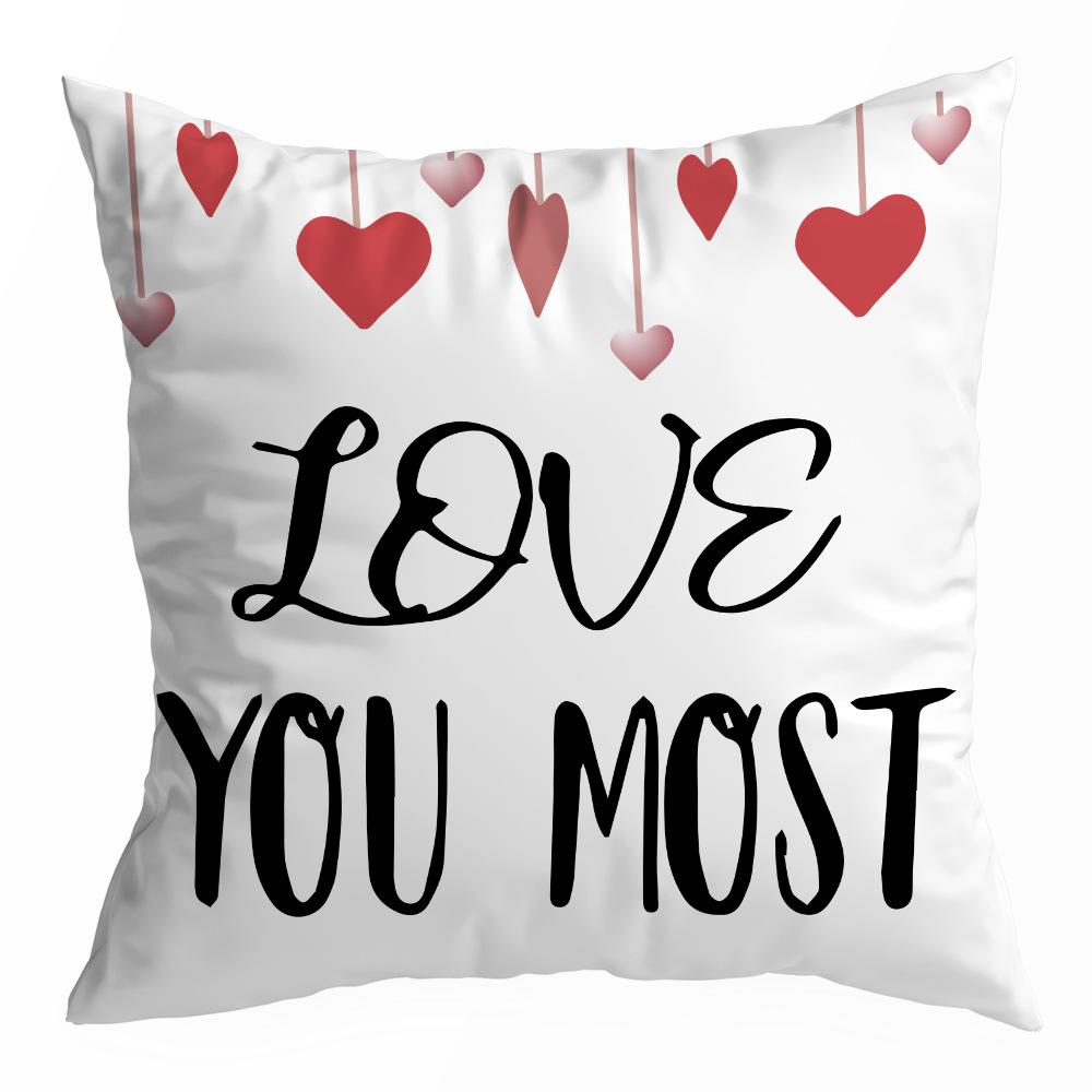 Valentine's Day Pillowcase, Peach Skin Velvet Heart Print Home Fabric Sofa Pillow, Car Waist and Back Cushion Cover