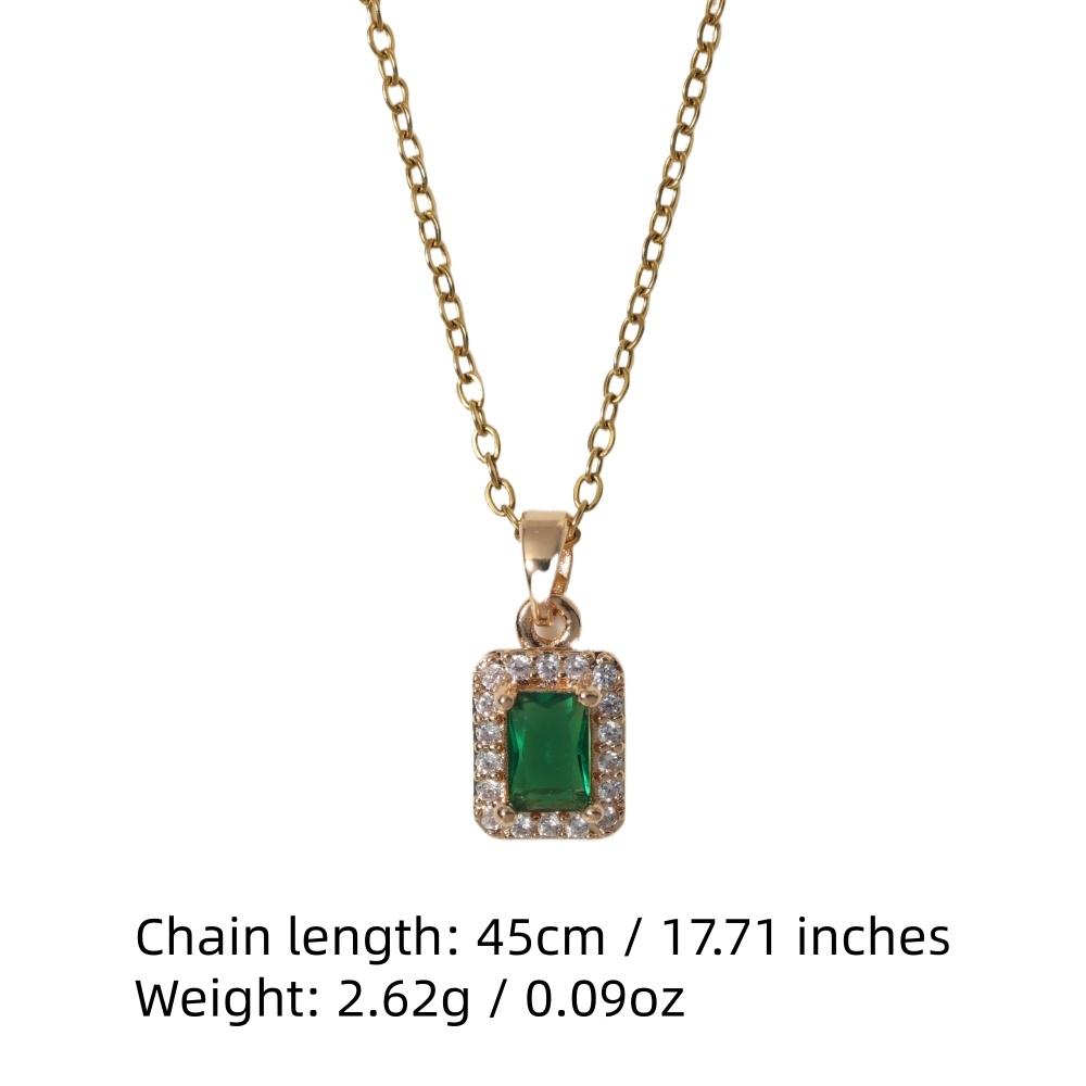 Simple Square Zirconia Pendant Necklaces for Women Stainless Steel Jewelry Party Accessories