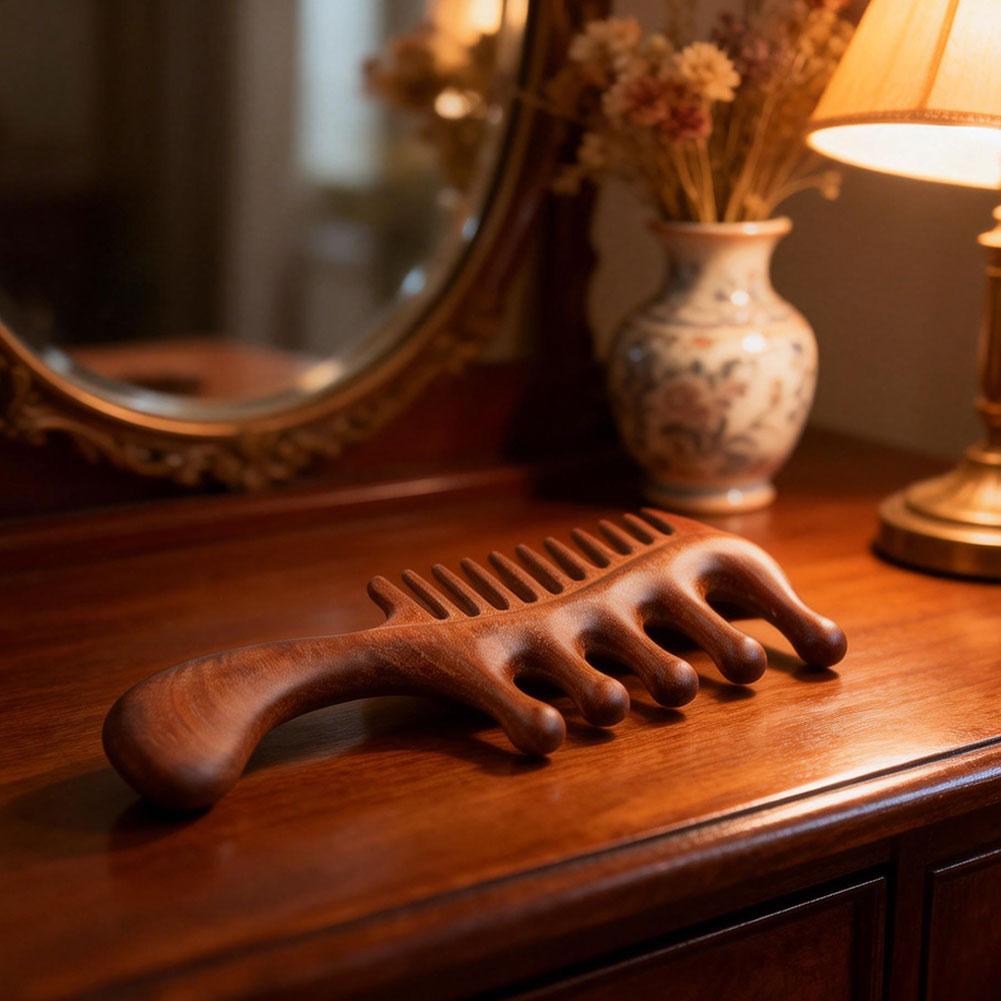 Wooden Comb Sandalwood Massage Dual Use Large Handle Thick Anti Static Hair Styling Tool Wide Tooth Fine Tooth Hair Care Tool