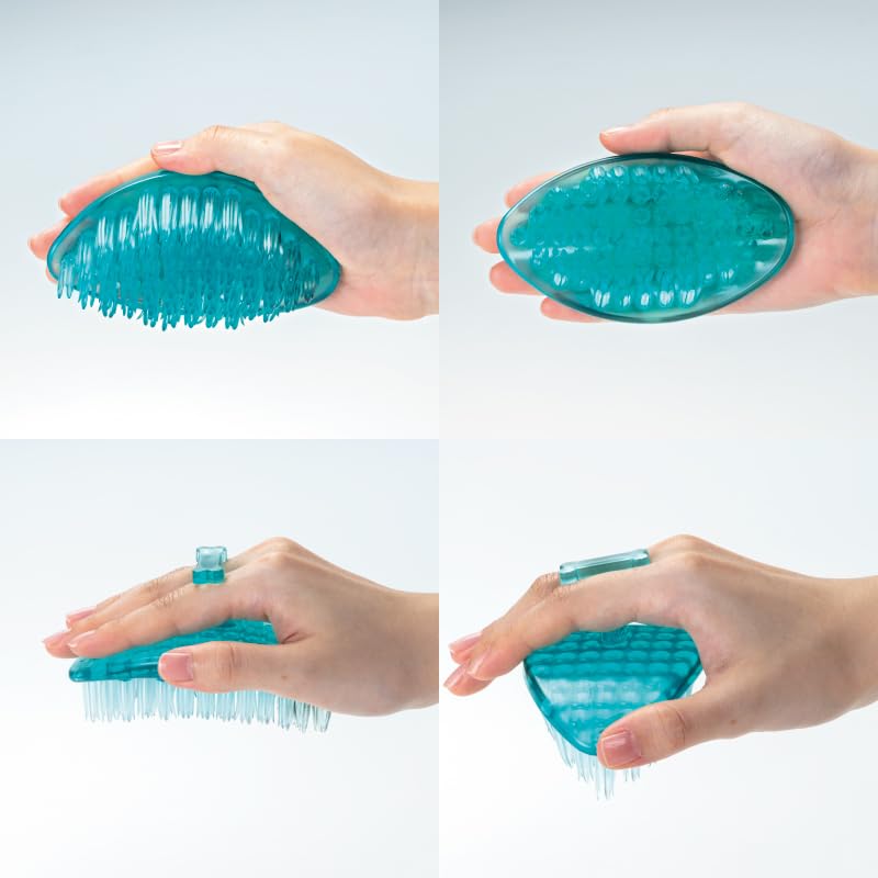 Green Bell Pet Massage Brush for Dogs and Suitable for Gentle Curved Soft Cats, Bathing, Palm-Sized, Design, Brush, PE-001