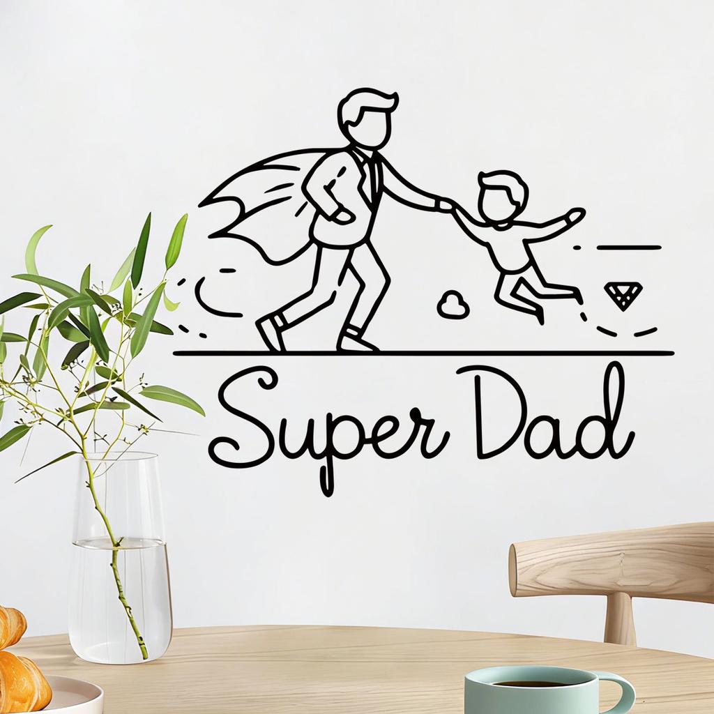 Self-adhesive SUPER DAD Wall Stickers Father’s Day Party Decoration for Home Celebration
