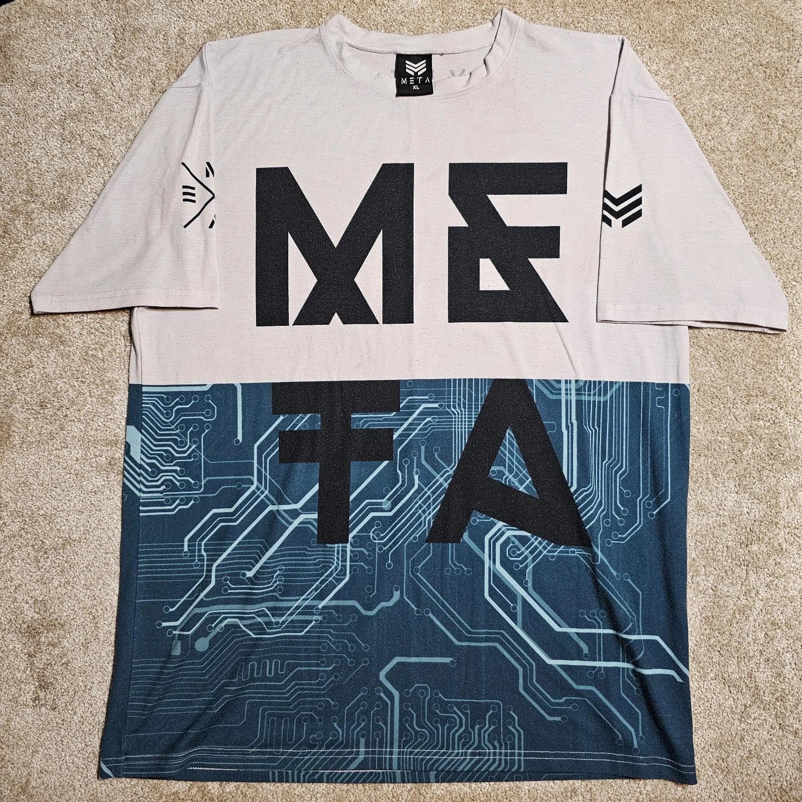 

Meta Threads Spellout Cyber T-shirt Mens XL Tech Crypto Ironic Gamer Y2k Rave 4XL