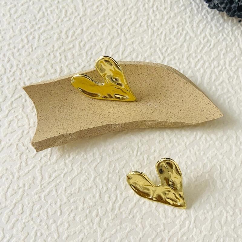 Concave Convex Irregular Heart Earrings for Women Lightweight Alloy Ear Studs Accessory Earwear Accessories for Party