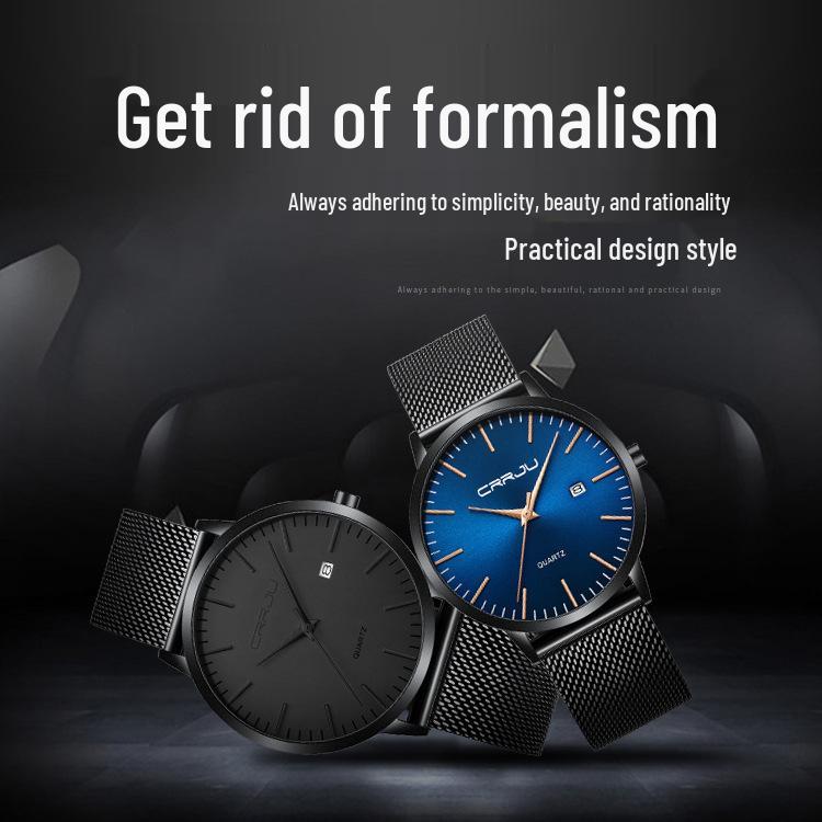 CRRJU 2172 Men's Casual Watch - Simple, Ultra-Thin Design with Calendar for Students and Professionals