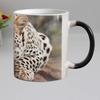 Animal Heat Sensitive Coffee Mug, Ceramic Magic Color Changing Tea Cup, Christmas Gift, Leopard, 11oz