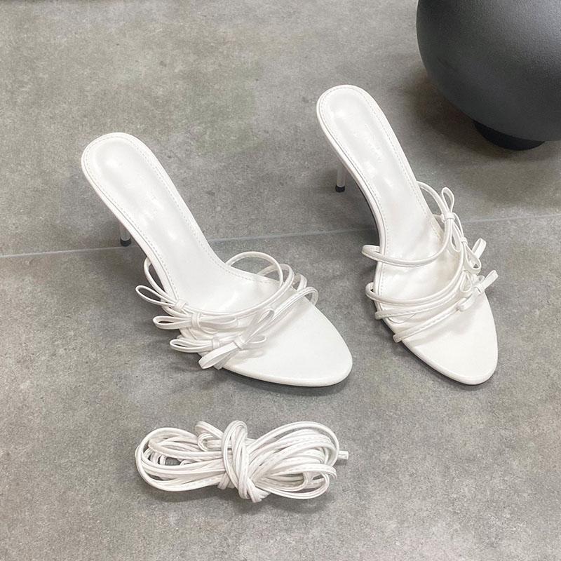 Fashion Fashion Cross-tied Women Thin  Heels Sandals Shoes Female Round Toe Footwear Butterfly-Knot Ladies High Heels Sandals Shoes