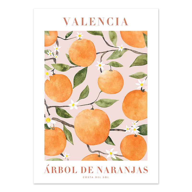 Abstrakte Zitronen-Blumen-Auge-Orange-Poster und Drucke, Vintage-Pflanzen-Wandkunst, Wandbilder für Wohnzimmer-Dekoration, Leinwandgemälde