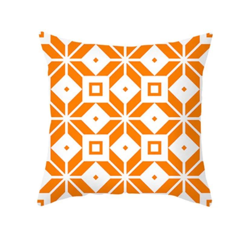 Orange Geometric Abstract Pillowcase Modern Simple Ins Style Cushion Creative Line Plant Pattern Sofa Decorative Pillow