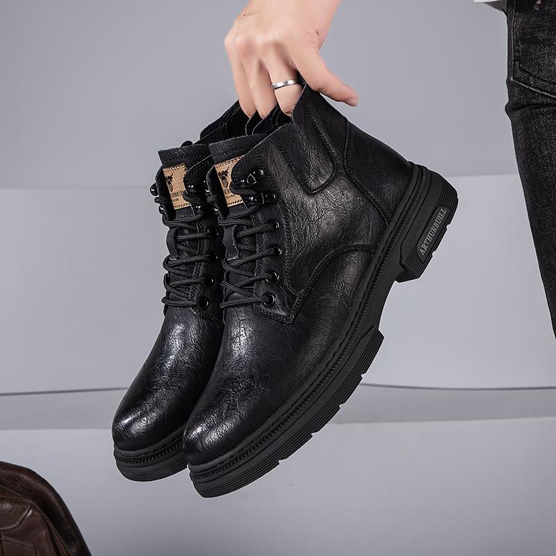 

Модные мужские туфли с круглым носком, высокие, брендовые, высокого качества, в минималистском стиле, для повседневного использования, для офиса, отдыха, для бизнеса, мотоцикла, мужские ботинки 44 чёрный