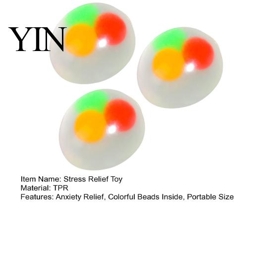 Portable Stress Relief Toy 3Pcs Clear Ball for Anxiety Relief, Squeeze with Soft Sensory Colorful Beads Inside, Reduction Transparent Fidget Gadget