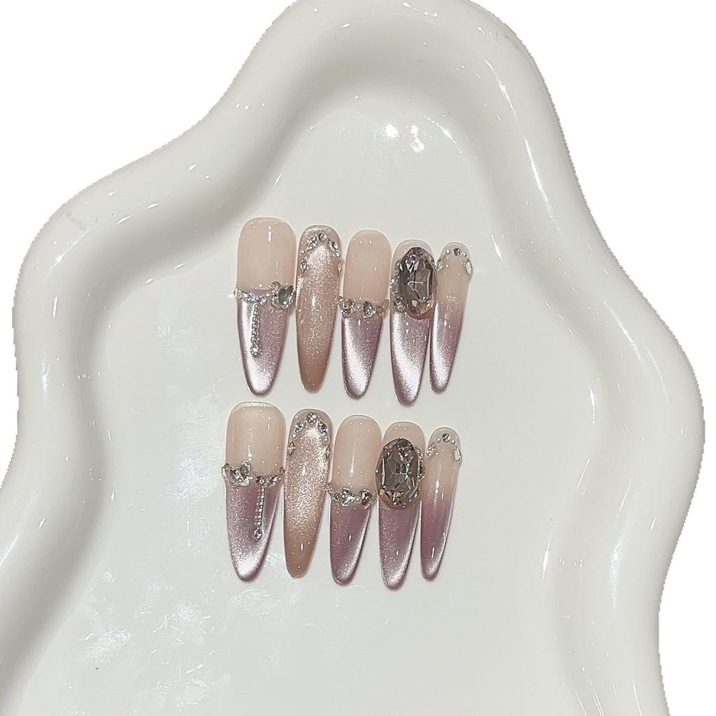 Ice-transparent Purple Grape Pure Handmade Atmosphere and Temperament Show Whiteness and Flash Side Light Cat Eye K9 Wearable Armor