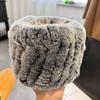 Women Handmade Stretch Real Rabbit Fur Scarf Knit Genuine Rex Rabbit Fur Headbands Girls Natural Rabbit Fur Ring Scarves