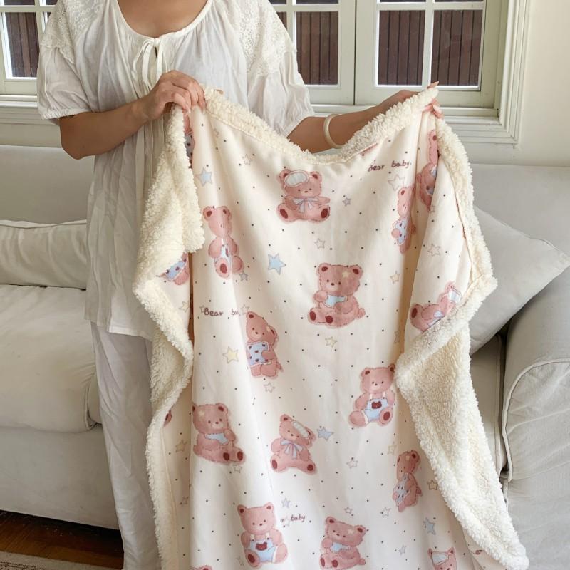 Winter Thick Milk Fleece Blanket Office Nap Sofa Bed Kids Students
