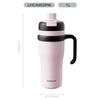 (LOCK&LOCK) Giant Ceramic-Coated Insulated Mug, Stylish Thermos for Men And Women Students, Hot And Cold Water Bottle with Handle, 1L Pink