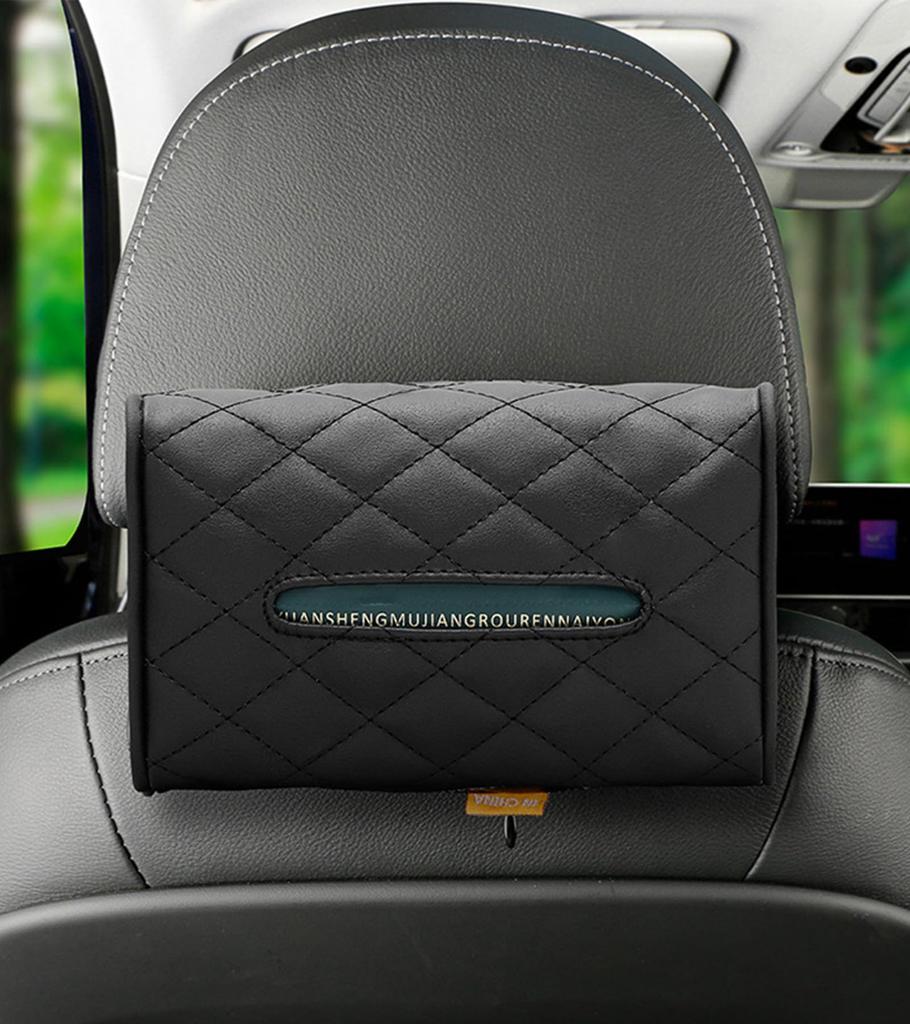 Gladgogo Car Tissue Car Tissue Visor Tissue Box Car Easy Black Holder, Leather, Case, Type, Holder, Headrest/Armrest/Sun Visor, Installation,