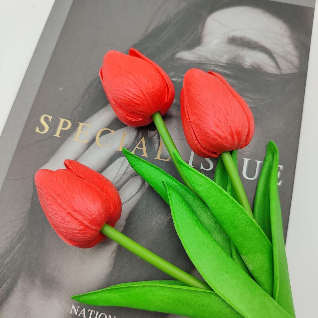 Simulated Tulip Home Decoration PU Feel, Simulated Flowers, Fake Flowers, Flower Arrangement for Landscaping