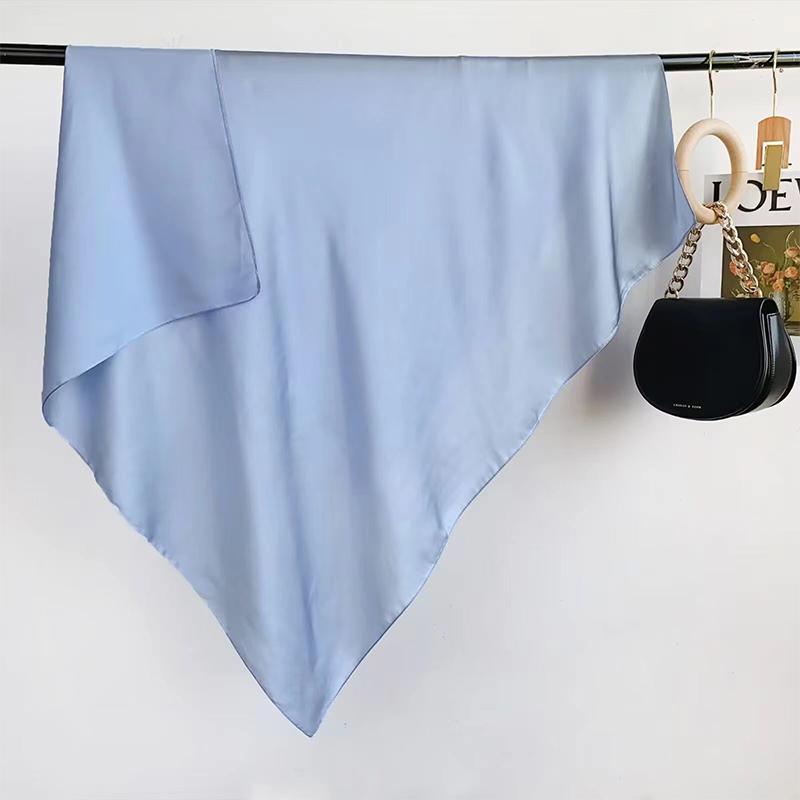 90Cm Solid Colors Neckerchief Hijab Scarf For Women Silk Satin Headband Hair Scarves Female Square Shawls Head Scarfs For Ladies