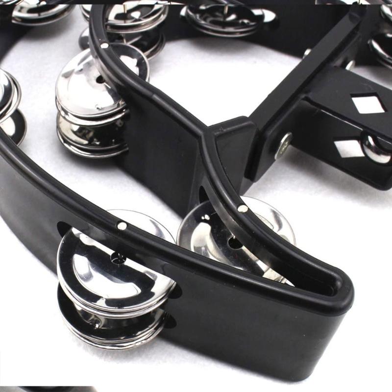Drum Set Half Moon Tambourine with Mounting Eye Bolt Hi-Hat Tambourine with Double Row Jingle Easy Installation