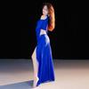 2026 Set Due Pezzi Lucido a Maniche Lunghe per Danza del Ventre da Donna Costumi Orientali a Doppio Spacco per Danza del Ventre Abbigliamento da Ballo per Performance
