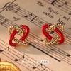 Two-Tone Braided Hollow Earrings: 925 Silver Needle, Light Luxury, Retro Style for Women