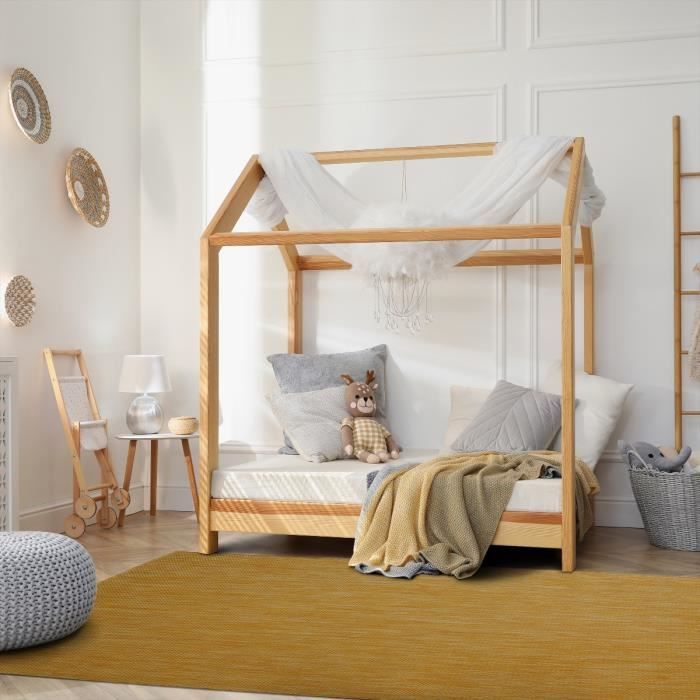 Tapis salon aspect jute jaune 195x275