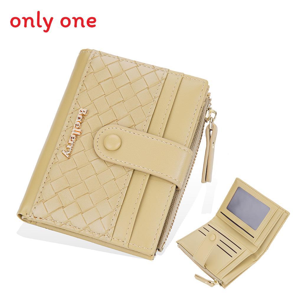 Pu Leather Womens Wallet With Woven Pattern And Zipper Closure For Daily Use