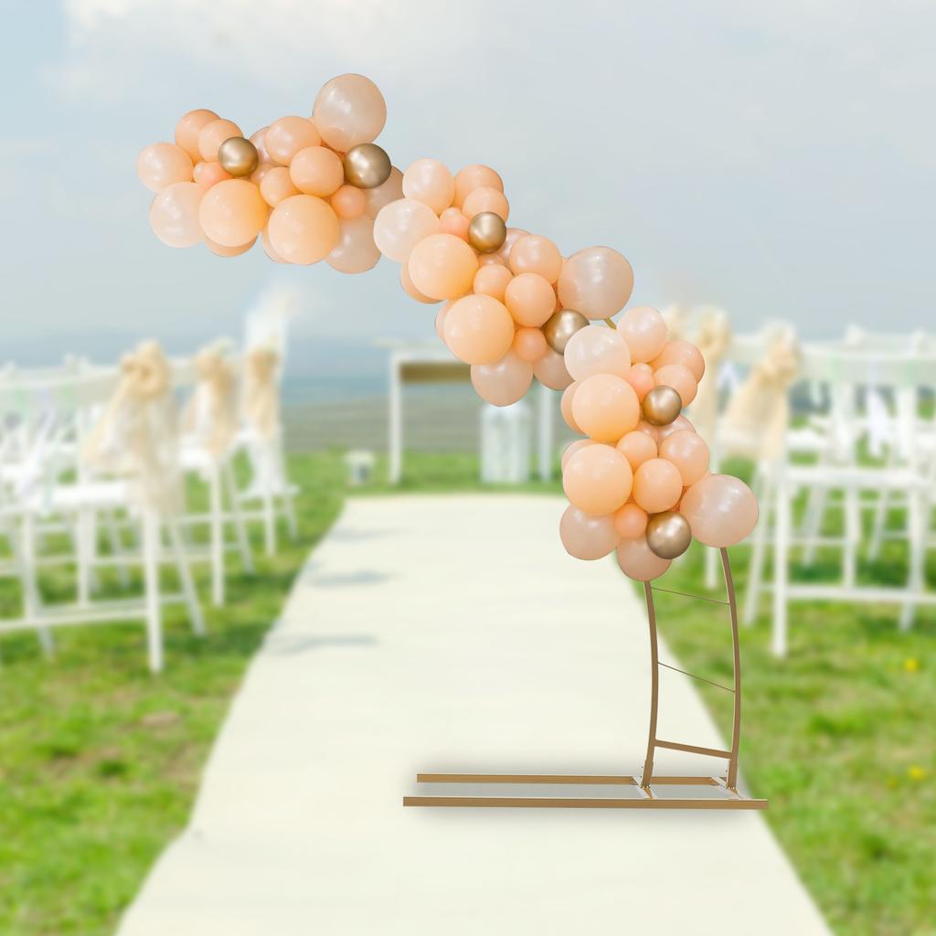 6.5ft Gold Crescent Moon Wedding Arch Stand,Elegant Curved Flower Balloon Frame for Ceremony Decor - Classic Style, 5kg Capacity