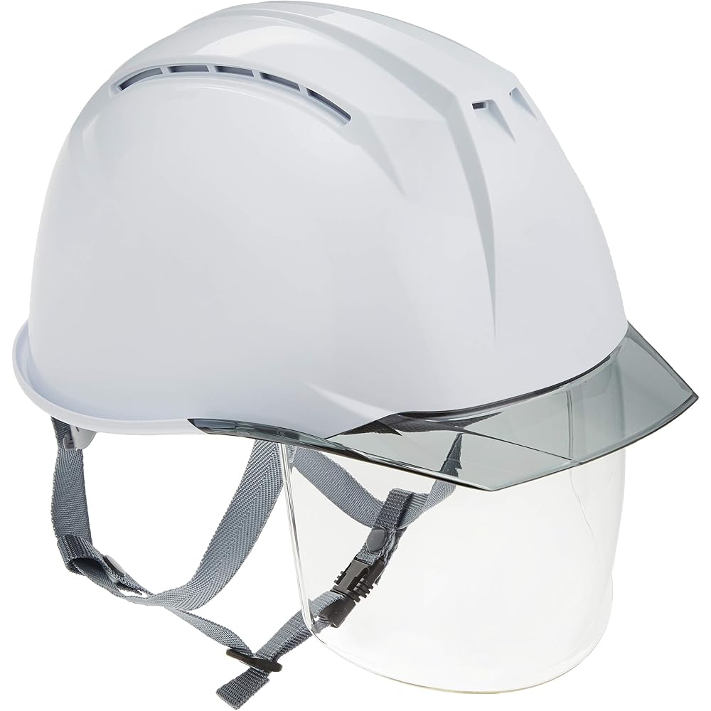 DIC AA11EVO-CSW Helmet with Ventilation, Clear Visor, Protective Shield, Styrofoam Liner White/Smoke