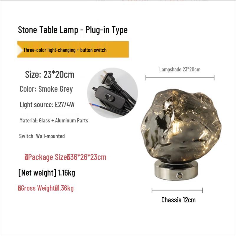 SLYC Grey Nordic Lava Glass Table Lamp