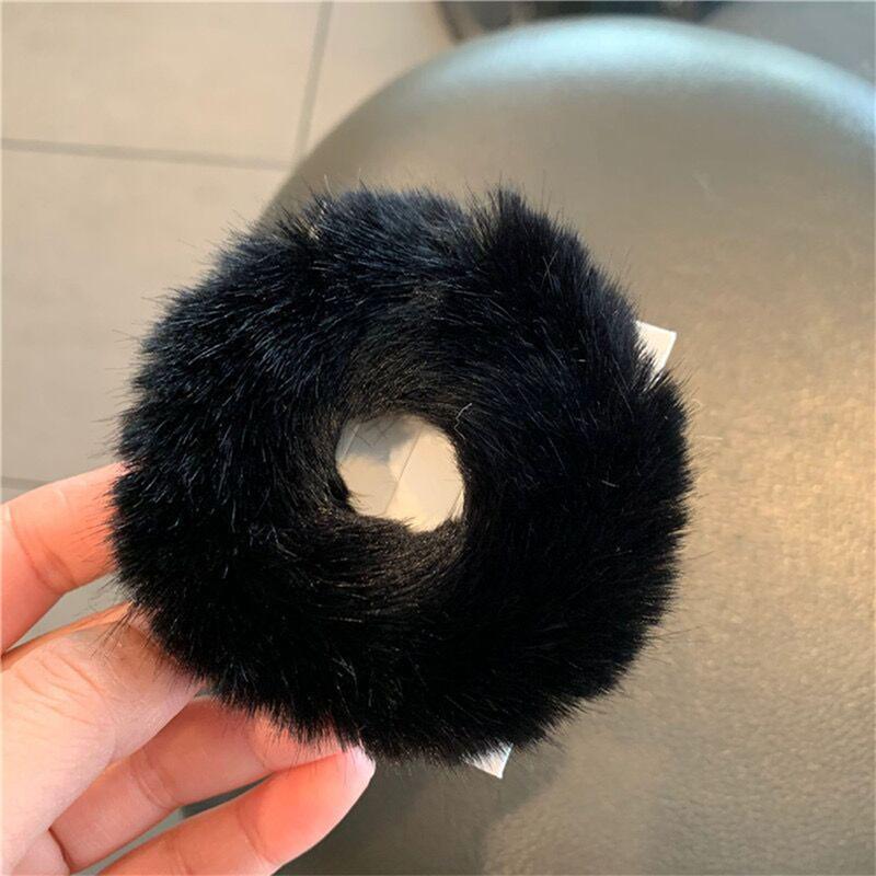 Elastic Faux Fur Hair Bands Scrunchies Vintage Girls Solid Ponytail Holder Rubber Headband Ties Fashion Women Hair Accessories