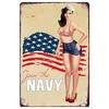 Military Pinup Girls Metal Tin Signs Vintage Plaque Plate Retro Wall Art Poster for Home Cafe Bars Pubs Iron Painting Decoration
