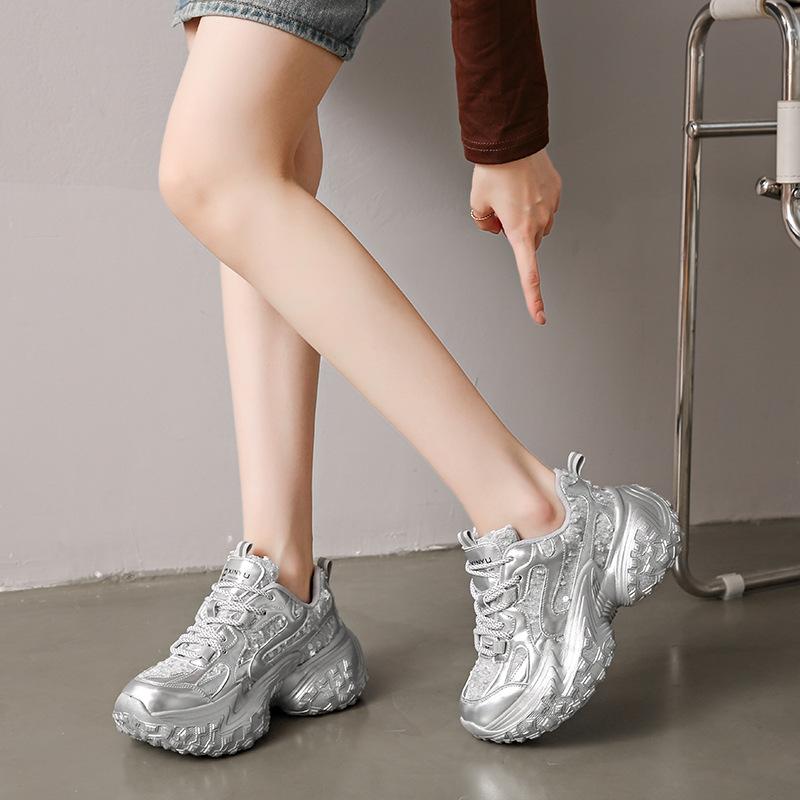 Couples' Dad Shoes Women's Platform Thick-soled Lace-up Casual Shoes for Commuting To Work Comfortable Shoes