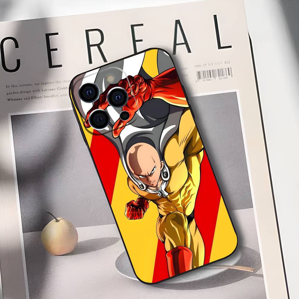 One P-Punch M-Man S-Saitama Phone Case For iPhone 17,16,15,14,13,12,11 Plus,Pro Max,XS,Soft Black Cover