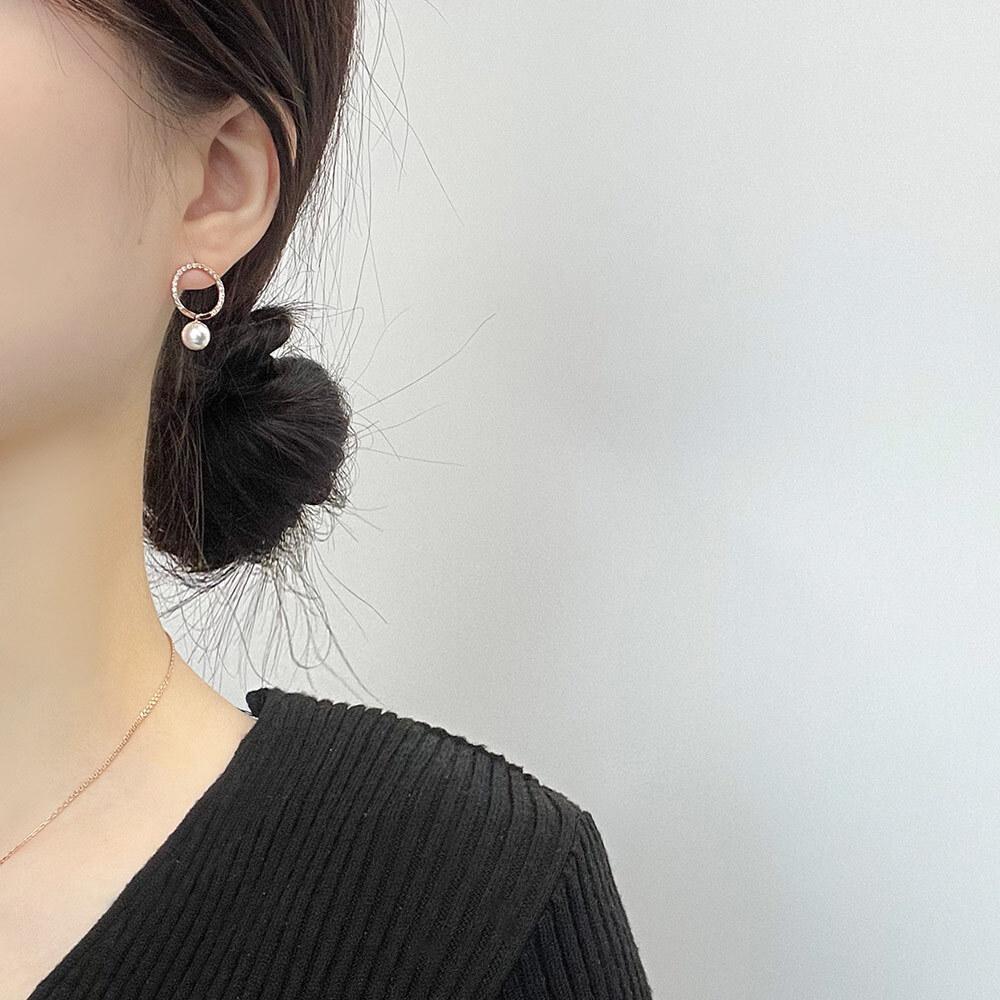 Dieuamour 14K Gold Pin Sherry Pearl Earrings